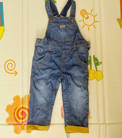 XLD baby儿童婴儿背带牛仔裤撞色可调...