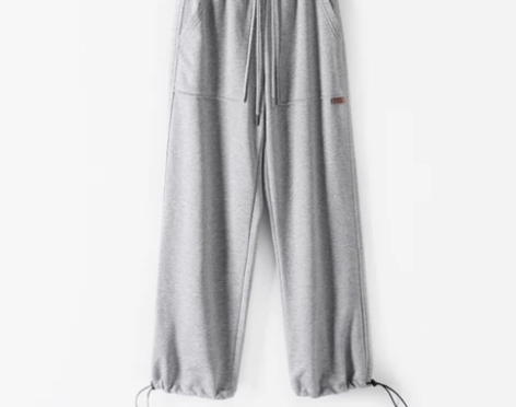 春秋季高腰运动裤女/束脚裤哈伦裤灰色宽松显...