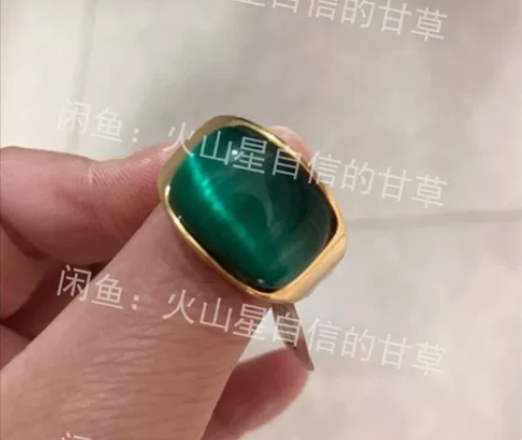 精品个性18k金鎏金镶嵌猫眼戒指 保存完好...