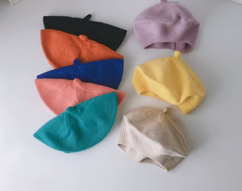 婴儿帽子春秋款女宝宝贝雷帽婴幼儿毛线帽秋冬...