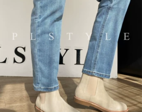 PL定制 加绒蓝色直筒牛仔裤女高腰显瘦加厚...