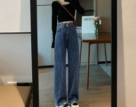 牛仔裤女 牛仔裤女裤韩国高腰阔腿裤女春夏薄...