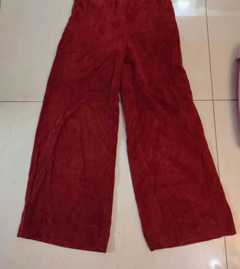 全新stradivarius酒红色复古红阔...