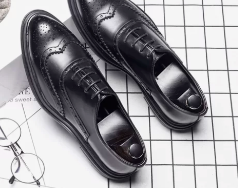?布洛克皮鞋男韩版男士休闲商务正装伴郎英伦...