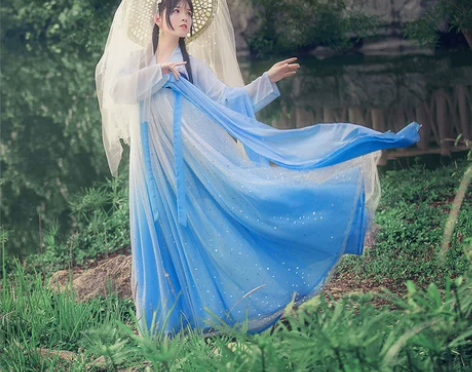 千韵岗原创汉服 星空系列 辰莲鱼梦 两片式...