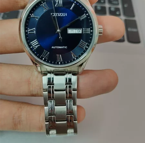 CITIZEN西铁城 自动机械蓝盘大三针手...