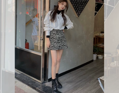 范智乔 斑马纹半身裙女秋冬包臀裙2020年...