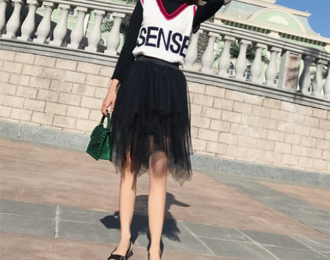 半身裙秋冬女高腰显瘦蓬蓬裙 韩版新款不规则...