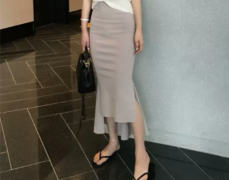 2022新款泡菜国春夏高腰显瘦包臀鱼尾裙弹...