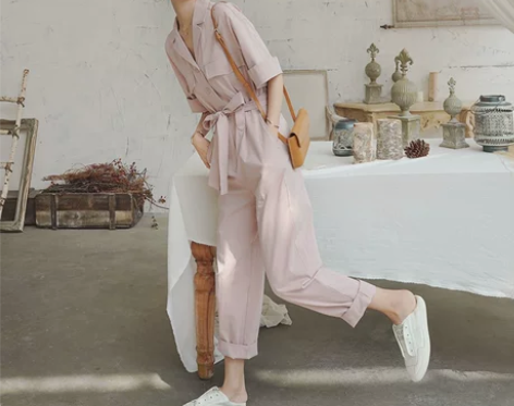 工装连体裤女夏长款2021新款宽松网红气质...