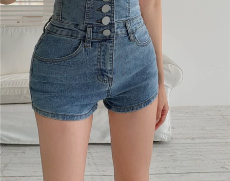 ?超高腰牛仔短裤女夏季韩版2022新款设计...