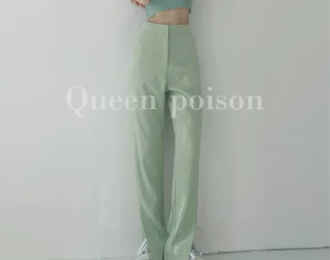 重磅推荐前开叉西装裤女春高腰垂感直筒阔腿裤...