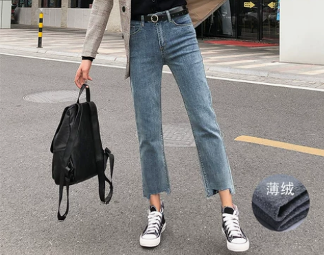 牛仔裤女2021年春装新款高腰显瘦宽松阔腿...