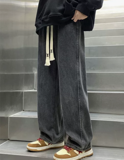 牛仔裤男款加绒加厚秋冬潮牌ins高街休闲裤...