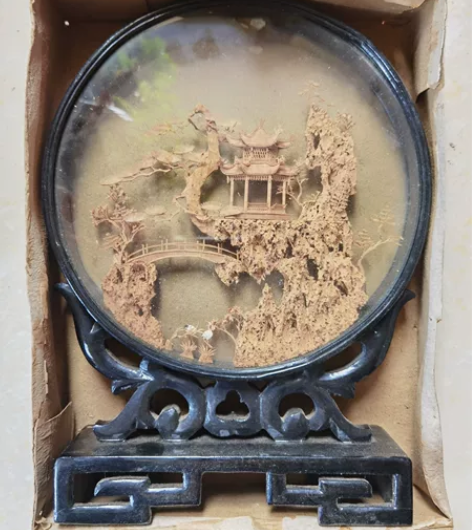 七八十年代工艺品软木木雕摆件。大的直径22...