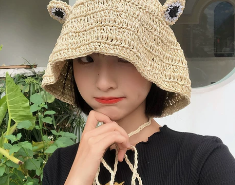 帽子草帽女日系小清新夏季韩版潮百搭编制网红...