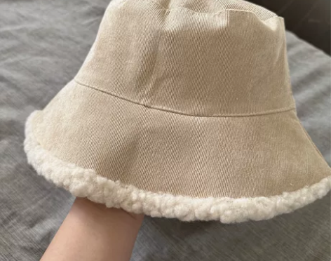 渔夫帽女冬羊羔毛秋冬百搭大头围帽子显脸小可...