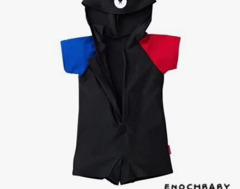 ENOCHBABY自制 儿童拼色黑熊泳衣 ...