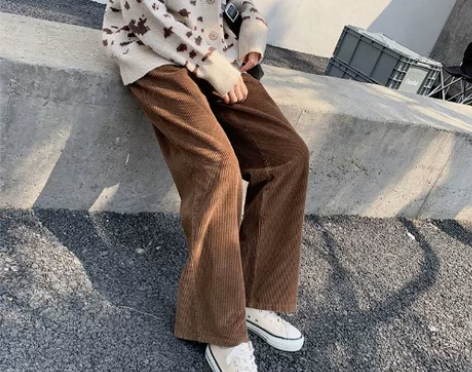 小个子150灯芯绒休闲阔腿裤女矮个子155...