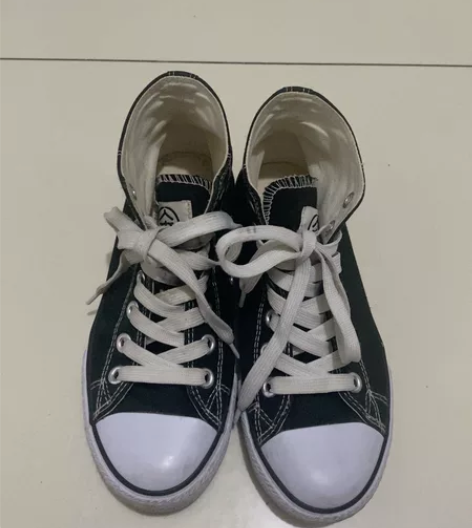 人本复古高帮帆布鞋女2022新款春季百搭黑...