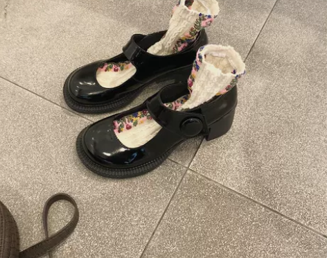 mona同款单鞋女洛丽塔娃娃皮鞋大头鞋粗跟...