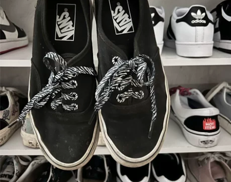 Vans 斑马 斑马纹 黑x白 黑底黑鞋垫...