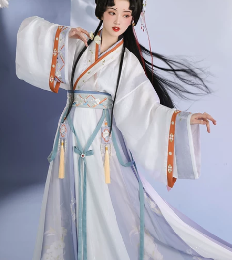 【流烟昔泠-白茶清欢】原创正品魏晋制交领宽...