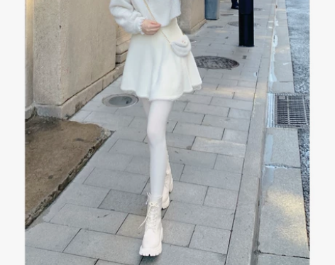 Blovelan雪顶少女 仿貂绒a字高腰短...