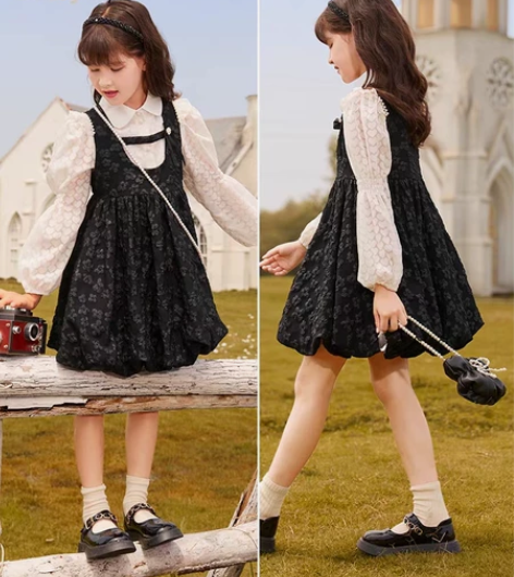 女童复古连衣裙2022春秋夏装新款洋气中大...
