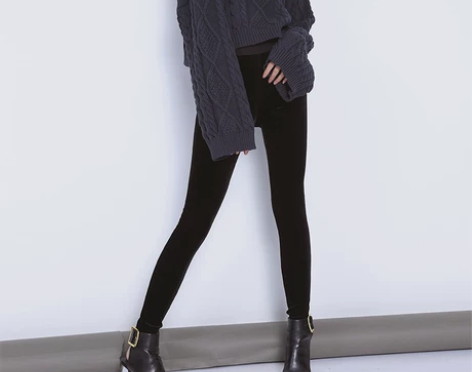 RARAMAX超弹力 黑色金丝绒打底裤女外...