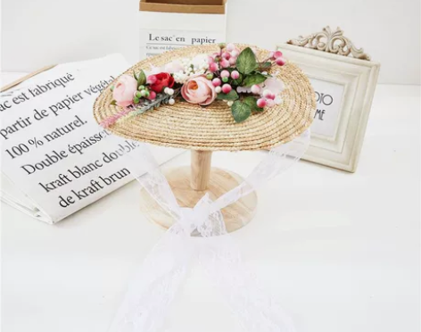 一片式多色蕾丝系带飘带草编花叶手作旅拍写真...