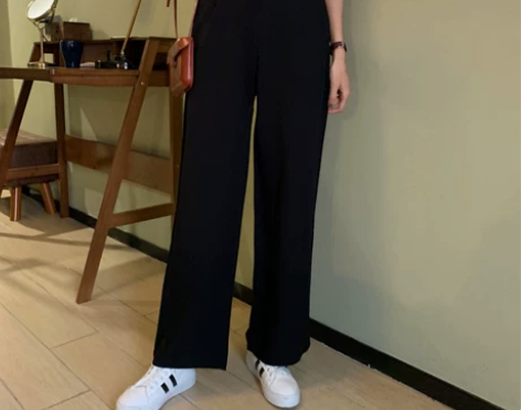 坠感阔腿裤女夏装高腰垂感直筒宽松显瘦百搭小...