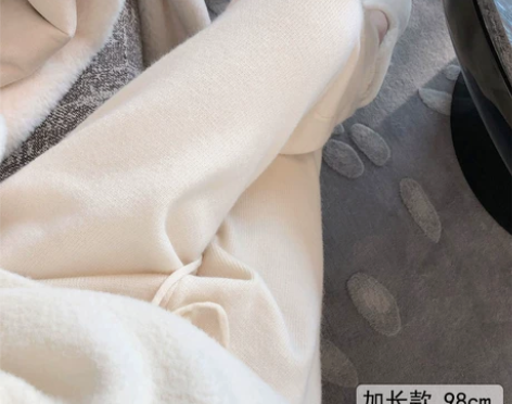 白色针织阔腿裤女春秋冬高腰垂感宽松直筒显瘦...