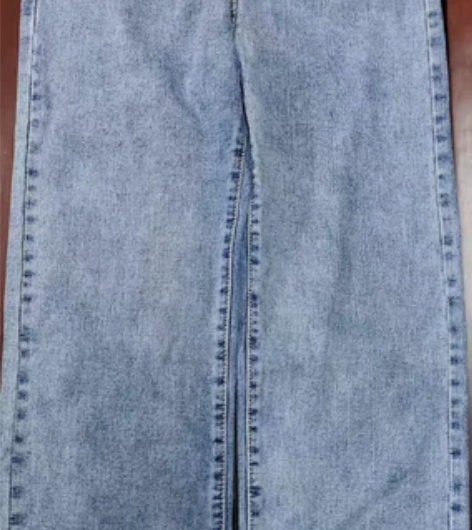 直筒宽松牛仔裤女破洞阔腿复古港味原宿风显瘦...