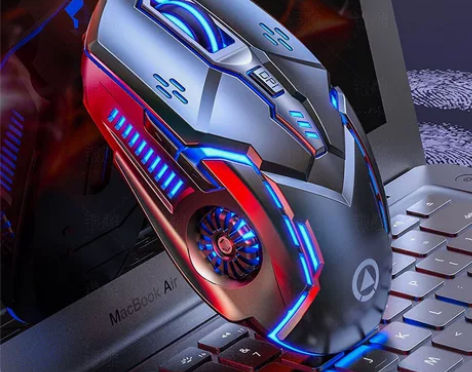 银雕G5有线鼠标发光游戏电竞机械静音电脑配...