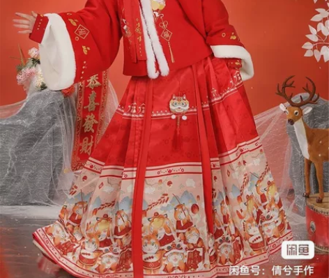 汉旭原创明制冬季马面裙加绒四件套过年穿拜年...