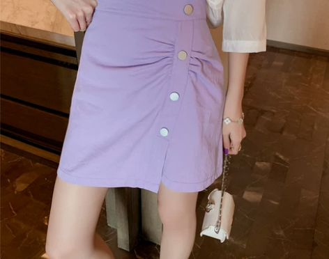 紫色半身裙女a字高腰气质显瘦包臀裙2020...