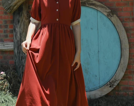 ?芝士日呼啸山庄-复古港风连衣裙垂感西装领...