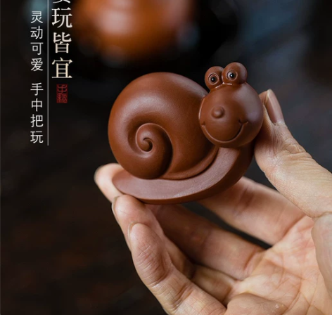 宜兴紫砂创意蜗牛茶宠可爱小动物园艺摆件 仓...