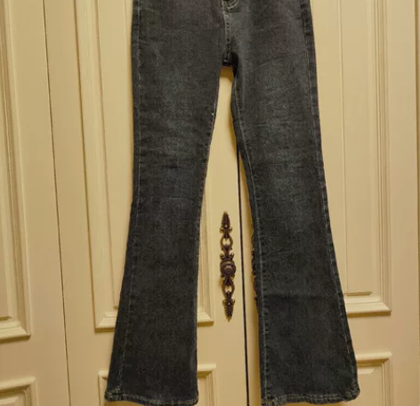 韩国高腰喇叭牛仔裤女新款弹力修身显瘦微喇裤...