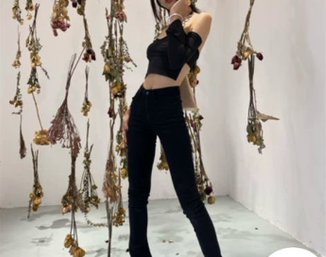 KKSHOP美式复古高腰微喇牛仔裤女马蹄裤...