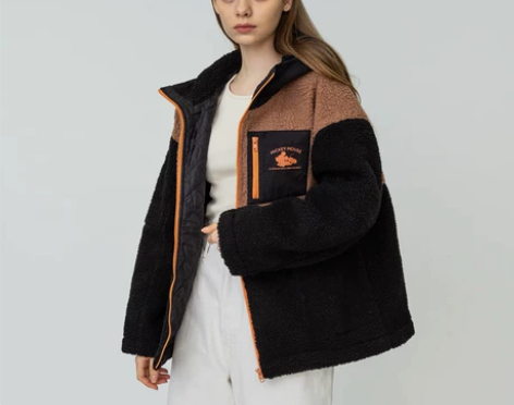 MOUSSY 21新品米奇图案拼色连帽毛绒...