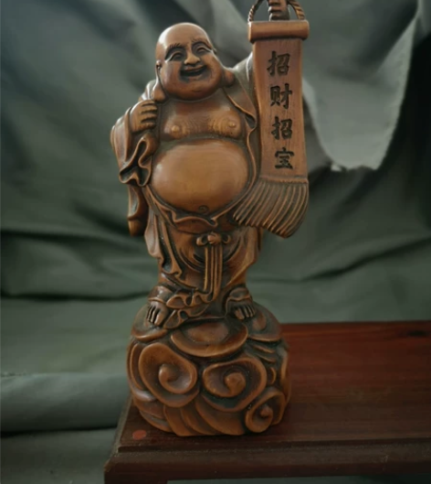 日本回流木雕摆件弥勒佛摆件，图片实拍，尺寸...