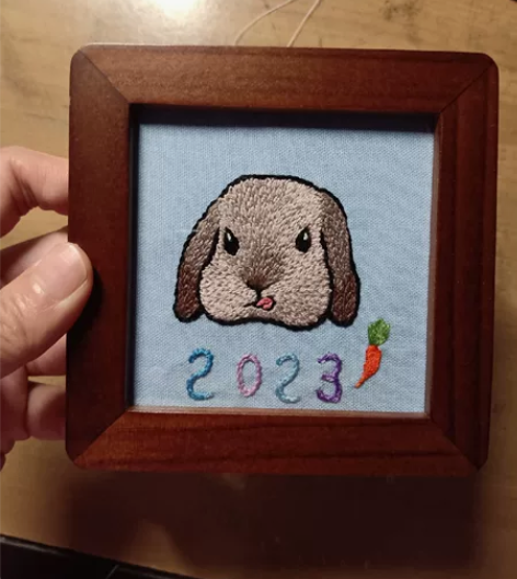 手工刺绣相框装饰摆件迷你实木 外框10.8...