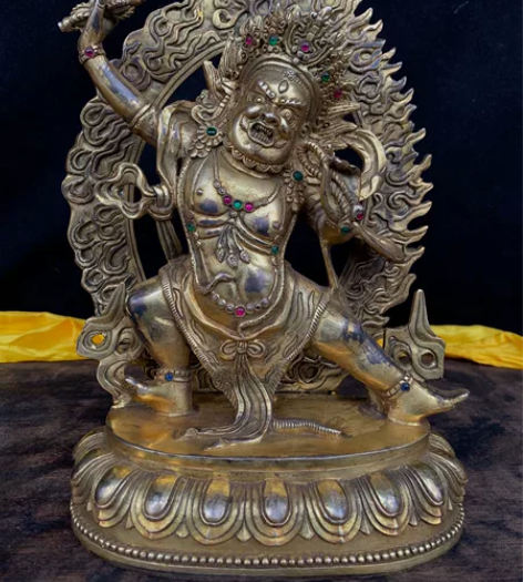 藏传佛像纯铜鎏金工艺金刚手护法 尺寸:宽1...