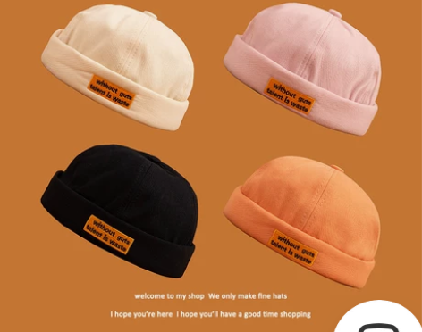 春秋韩版雅痞无檐瓜皮帽女日系复古时尚情侣学...