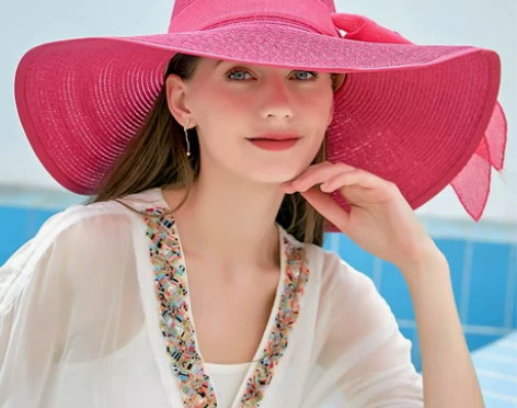 帽子女夏天草帽遮阳帽女海边度假沙滩帽子大檐...