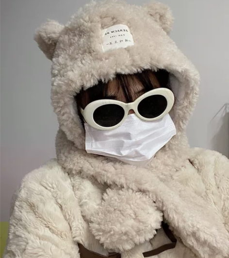 韩版可爱小熊耳朵毛绒帽子围巾一体两件套女冬...