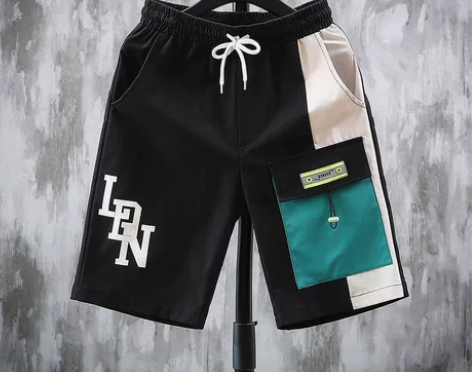 短裤男ins潮牌休闲拼色超火cec运动五分...