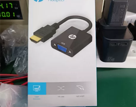 惠普HDMI转VGA高清转换器接头显示器显...